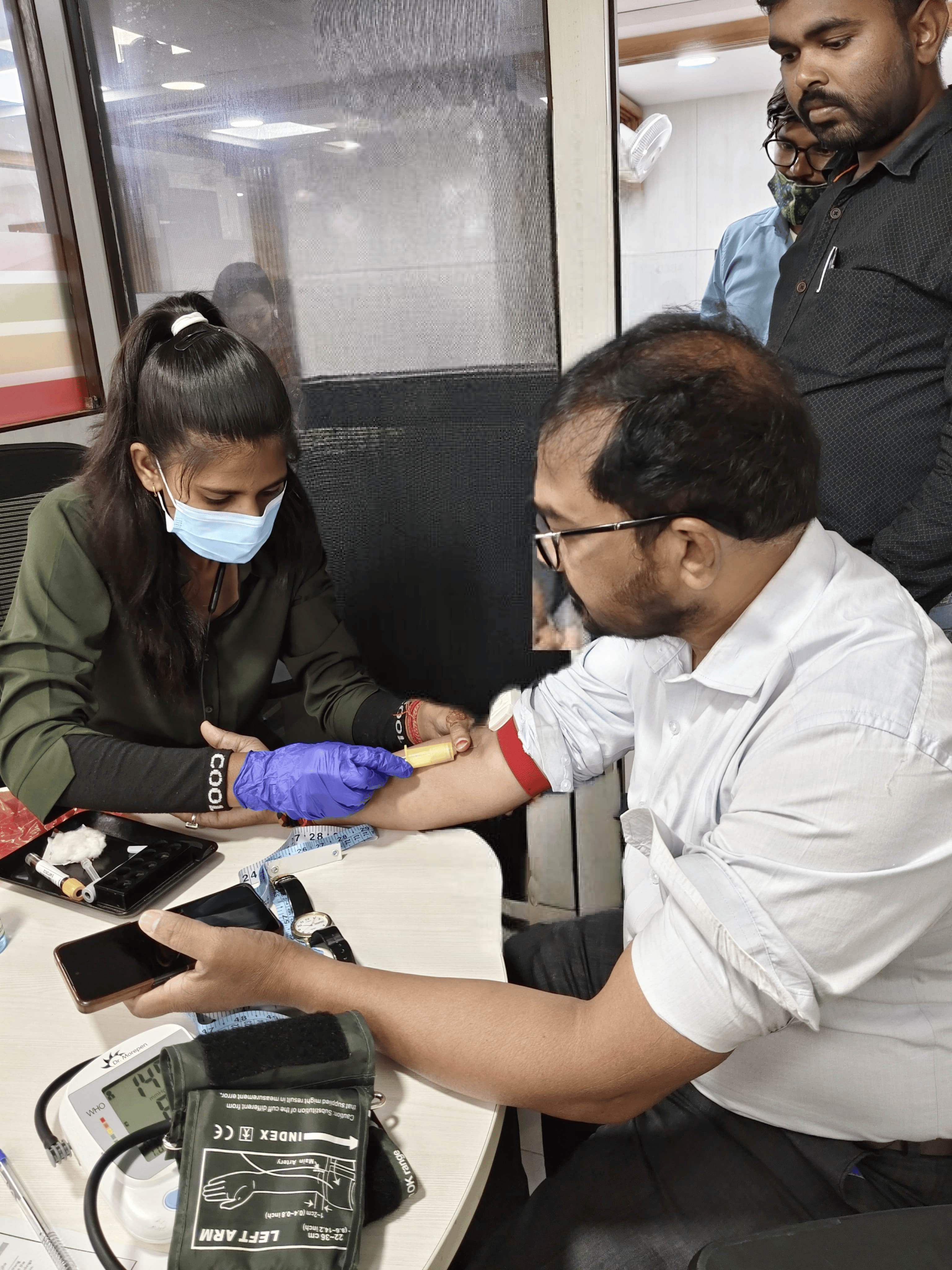 Health Camp Diagnosis Female Patient Blood Sampling